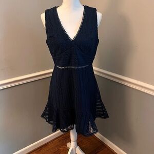 Aqua Navy Lace Fit & Flare Mini Dress – Size Large